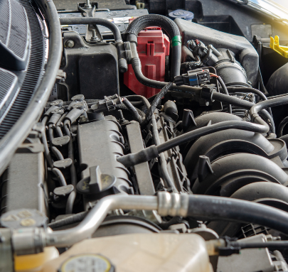 a close up view of the engine of a car 