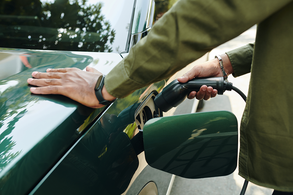 EV charge green car